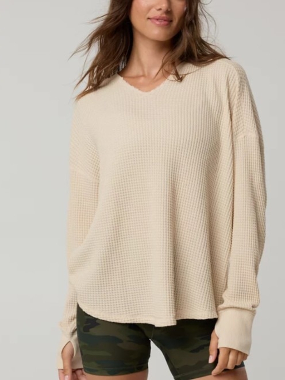 OFFLINE By Aerie Wow! Waffle Notch Neck Long Sleeve T-Shirt